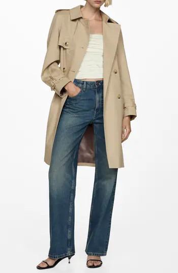 MANGO Cotton Gabardine Trench Coat in Beige at Nordstrom Rack, Size X-Small | Nordstrom Rack