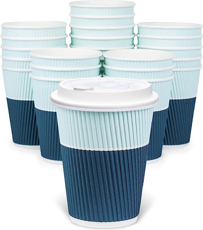 Glowcoast Disposable Coffee Cups With Lids - 12 oz To Go Coffee Cups (80 Set) With Sturdy Lids Pr... | Amazon (US)