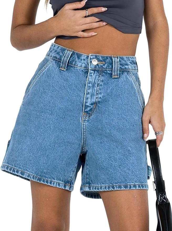 Kedera Womens High Waisted Boxy Denim Shorts Summer 2025 Casual Button Down Baggy Jean Shorts wit... | Amazon (US)