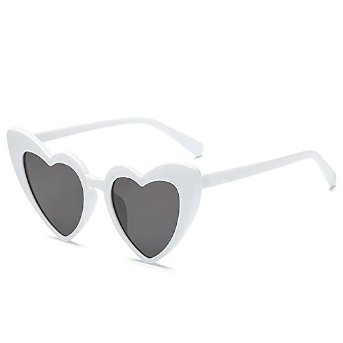 Love Heart Shaped Sunglasses Women Vintage Cat Eye Mod Style Retro Glasses | Amazon (US)