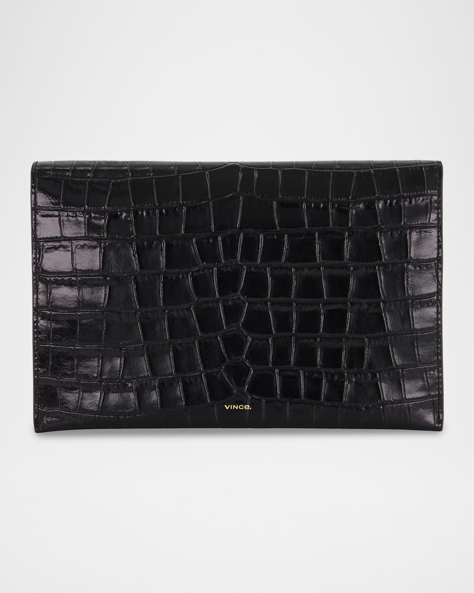 Croc-Effect Leather Bifold Clutch Bag | Neiman Marcus