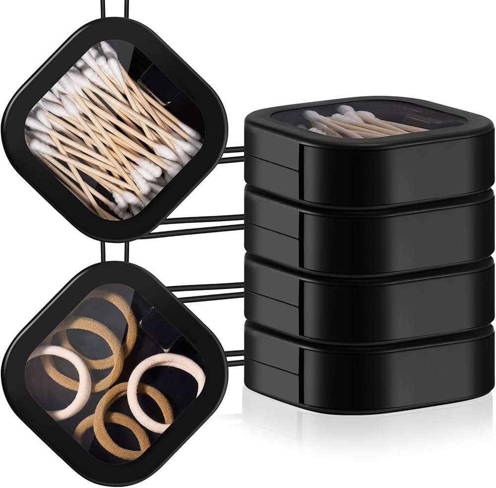 Kathfly 4 Pcs Hair Tie Organizer Portable Hair Accessory Storage Containers Stackable Hair Tie Bo... | Amazon (US)