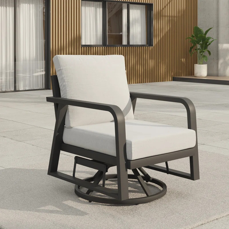 Silve Aluminum Silver Gray Outdoor Lounge Swivel Chair | Wayfair North America