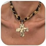 Scarf Necklace with Charm Gold Starfish Chunky Cross Heart Flower Pendants Bandana Charm Necklace... | Amazon (US)