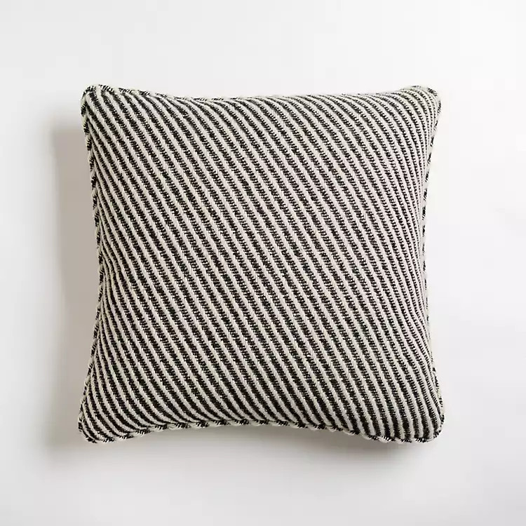 Bastian Black and Ivory Stripe Throw Pillow | Kirkland's Home