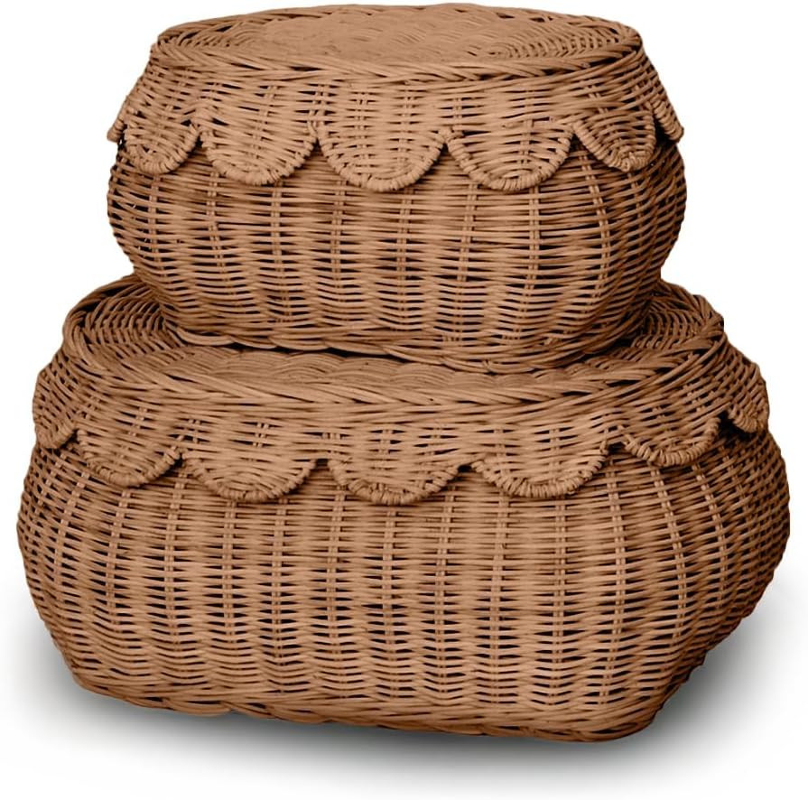The Original Scalloped Basket Set Of 2 - Small Scallop Basket - 15 x 10 x 6 In - Hand-Woven & Awa... | Amazon (US)