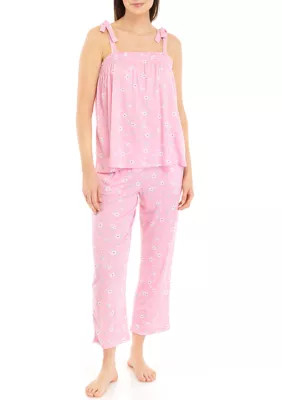Draper James Women's Smocked Tank Top and Capri Pants Pajama Set, Medium | Belk