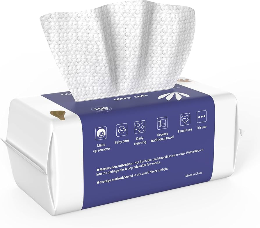 Ourmed Life Face Clean Towels, 100 Count Disposable Biodegradable Facial Wash Cloth for Sensitive... | Amazon (US)