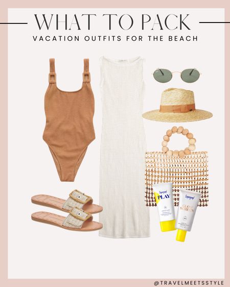 Vacation outfits to pack for the beach!




Neutral swimsuit, one piece swimsuit, aerie swimsuit, beach coverup, swimsuit coverup, crochet coverup, midi dress, dolce vita sandals, slide sandals, straw sandals, straw hat, beach bag, revolve, ray ban oval sunglasses, supergoop sunscreen, summer outfits, beach outfits, weekend outfits 

#LTKtravel #LTKstyletip