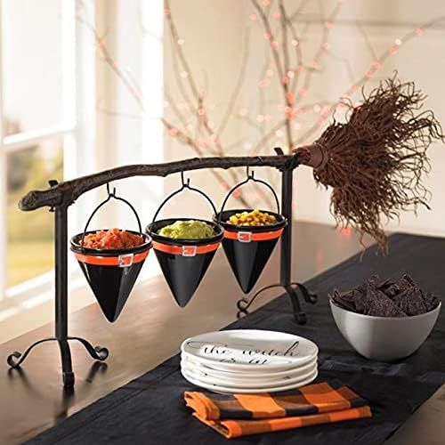 Broomstick Snack Bowl Stand with Removable Basket Organizer, Halloween Pumpkin Fruit Baskets Holder  | Amazon (US)