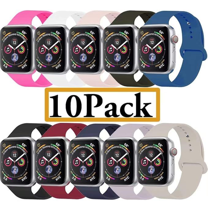 YANCH Compatible Apple Watch Band 38mm 42mm 40mm 44mm, Soft Silicone Sport Band Replacement Wrist... | Amazon (US)