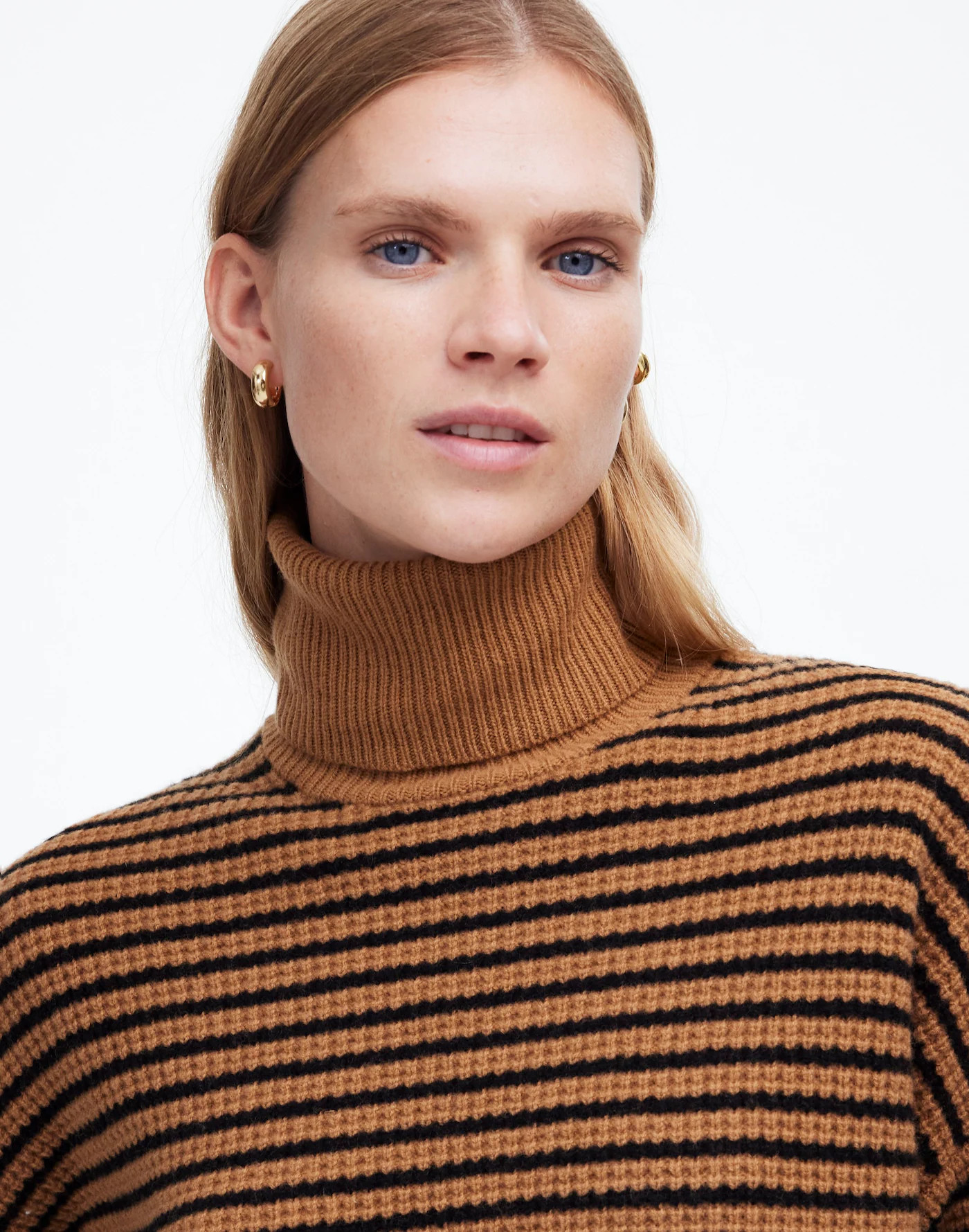 Wool Waffle-Knit Turtleneck in Stripe | Madewell