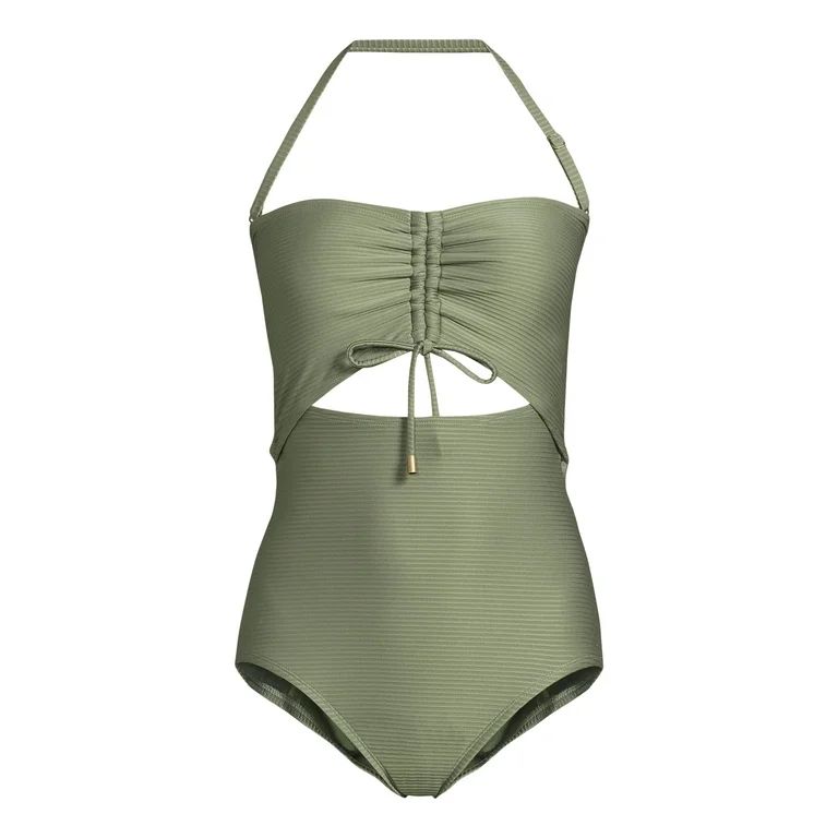 Time and Tru Women's and Women's Plus Bandeau Cutout One Piece Swimsuit, Sizes XS-3X | Walmart (US)