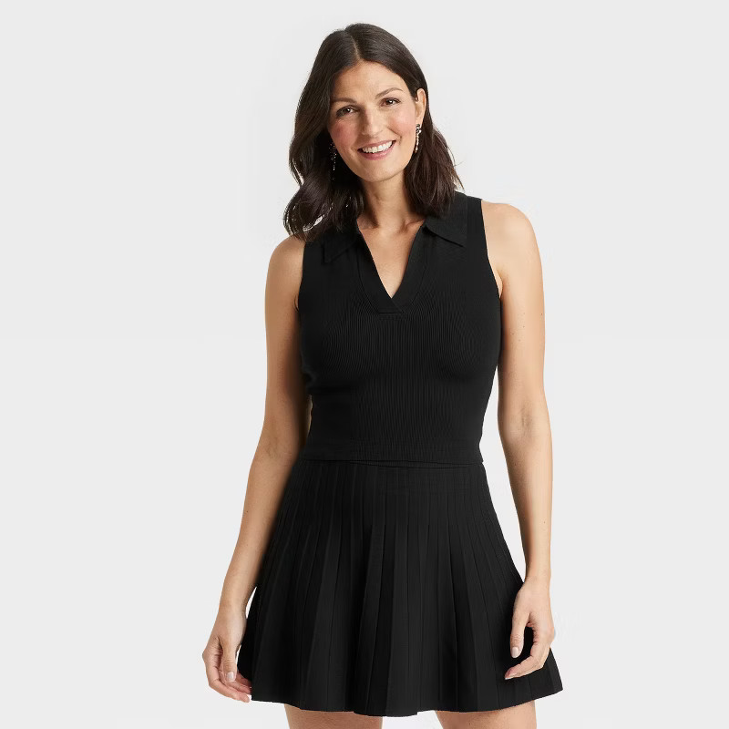 Women's Polo Collar Pullover Sweater Tank - A New Day™ White M | Target