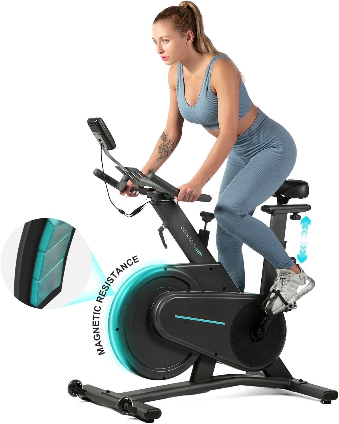OVICX Magnetic Stationary Bike with Adjustable Professional Handlebar Belt Drive Indoor Cycling W... | Amazon (US)