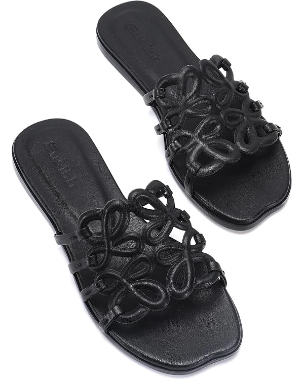 Flat Sandals for Women 2026 Luxury Open Toe Dressy Slip On Sandals Comfortable Slides for Summer | Amazon (US)