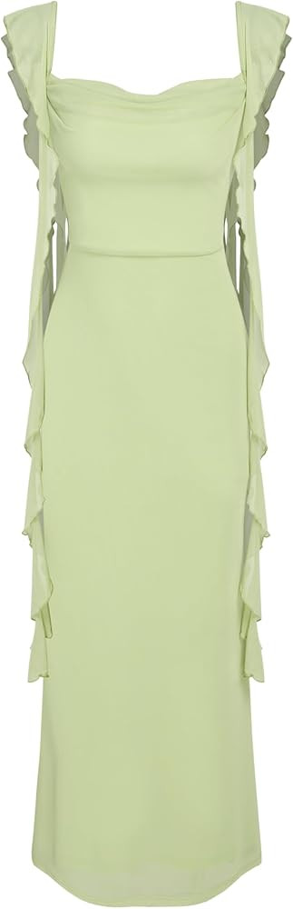 CIDER Mesh Ruffle Hem Maxi Dress | Amazon (US)