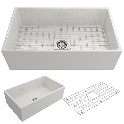 BOCCHI Contempo Farmhouse Apron Front Fireclay 33 in. Single Bowl Kitchen Sink with Protective Botto | Amazon (US)