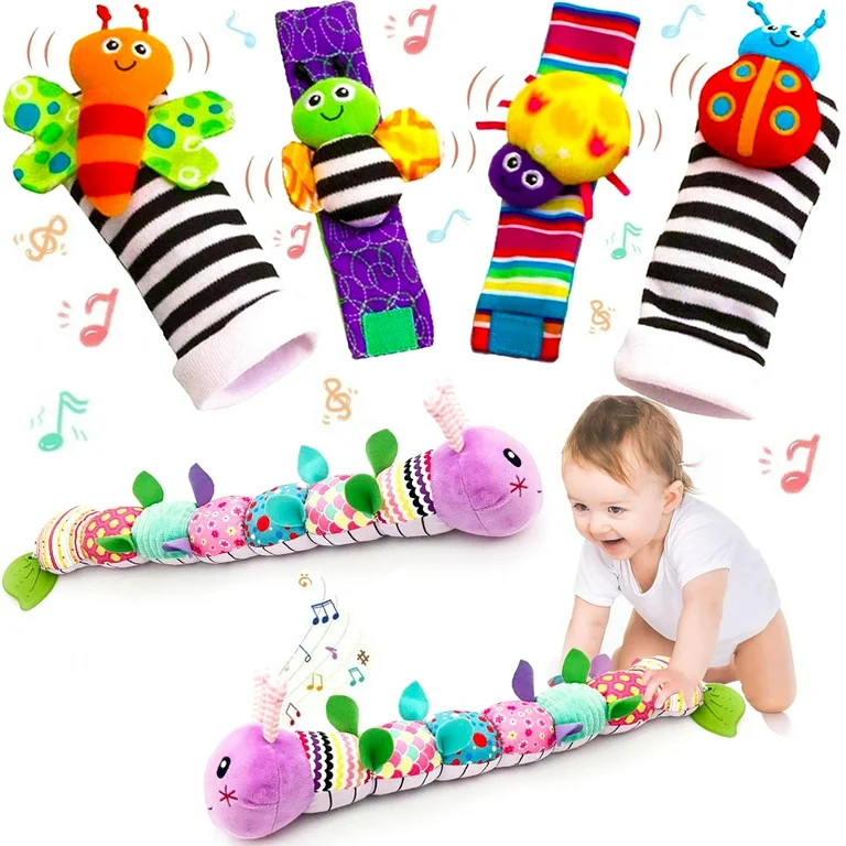 Infant Baby Musical Stuffed Animal Toys for 0-3-6-12 Months, Soft Sensory Toys with Crinkle and R... | Walmart (US)