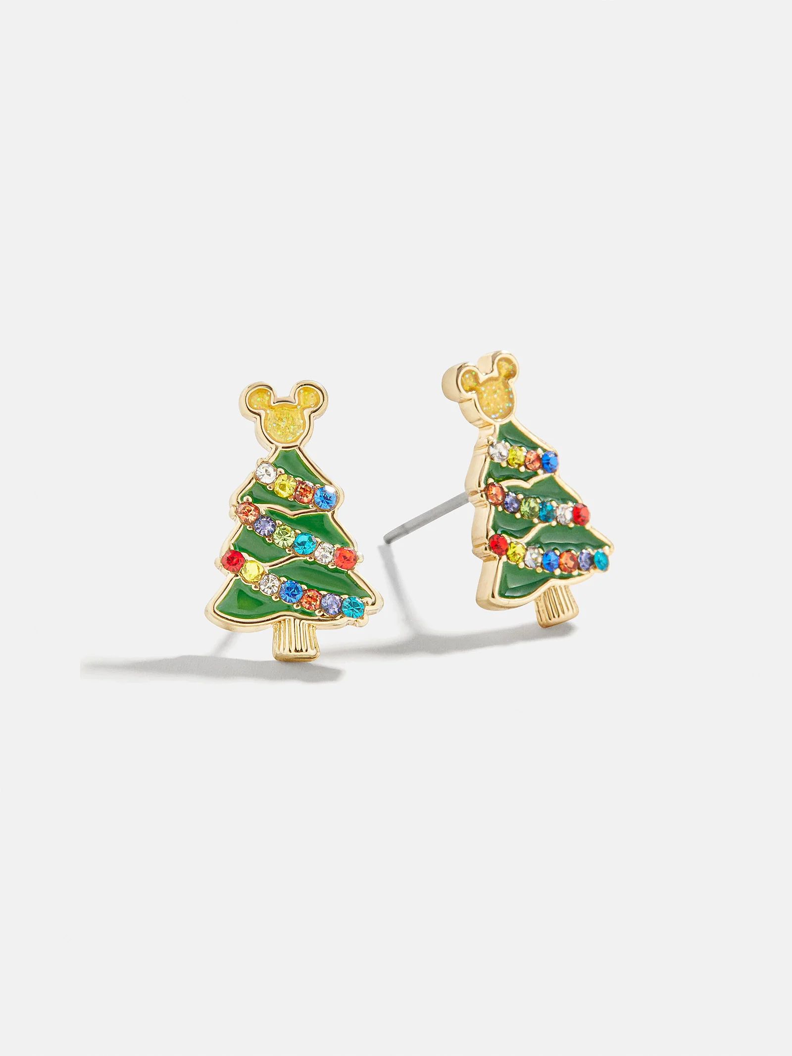 Mickey Mouse Disney Holiday Earrings - Mickey Mouse Christmas Tree Studs | BaubleBar (US)