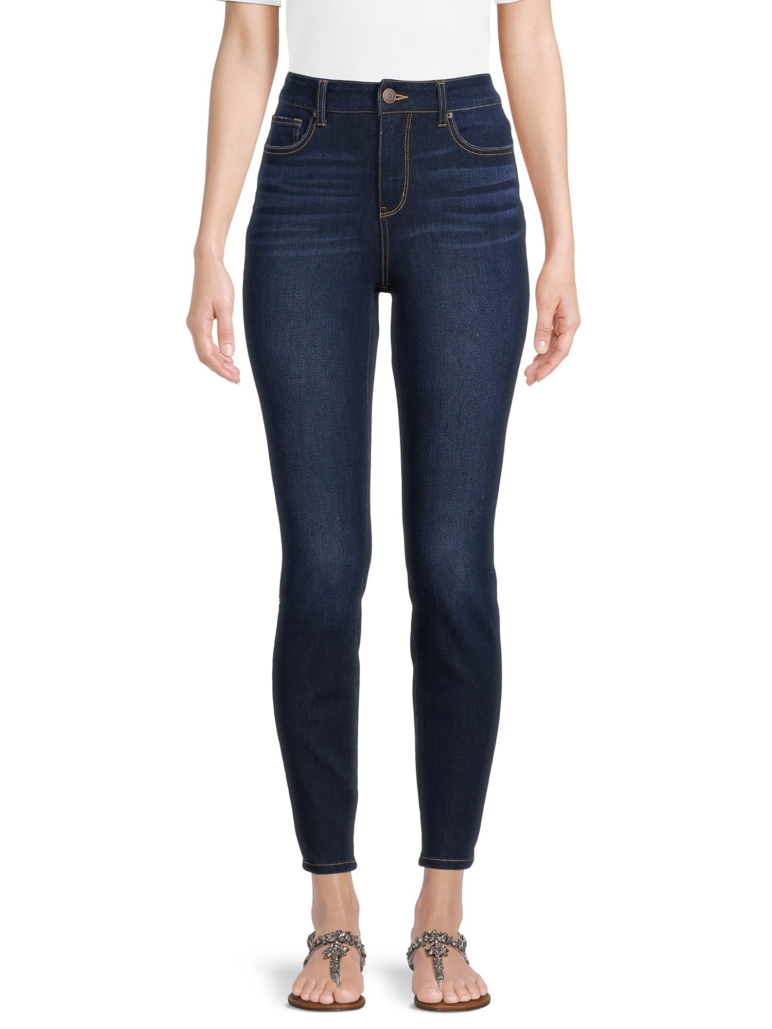 Time and Tru Women's High Rise Skinny Jeans - Walmart.com | Walmart (US)
