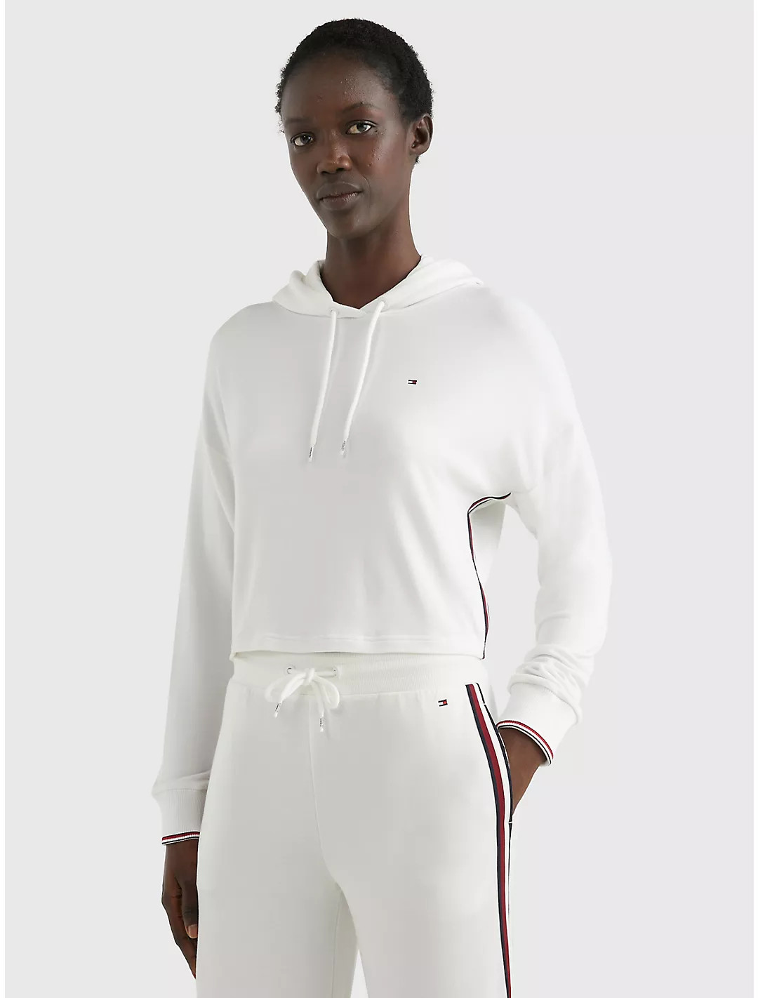 Cropped Logo Stripe Lounge Hoodie | Tommy Hilfiger | Tommy Hilfiger (US)