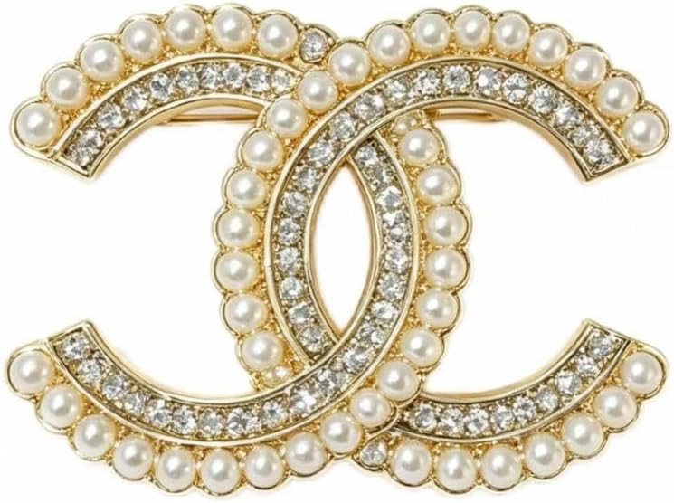 Sparkling Crystal Pearl Decorative Brooch for Women, Gold Plated Luxury Designer Style Lapel Pin | Amazon (US)