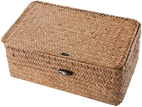Rattan Storage Basket Hand-Woven Storage Basket Multipurpose Container with Lid for Desktop Home ... | Amazon (US)