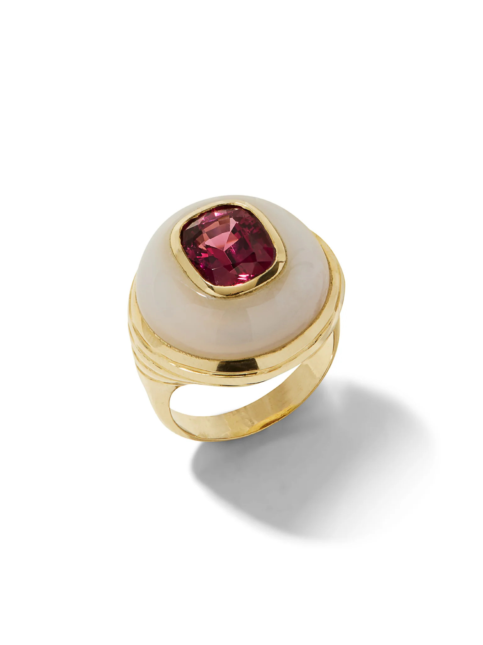 Rhodolite Garnet in Chalcedony Petite Lollipop Ring | YLANG 23