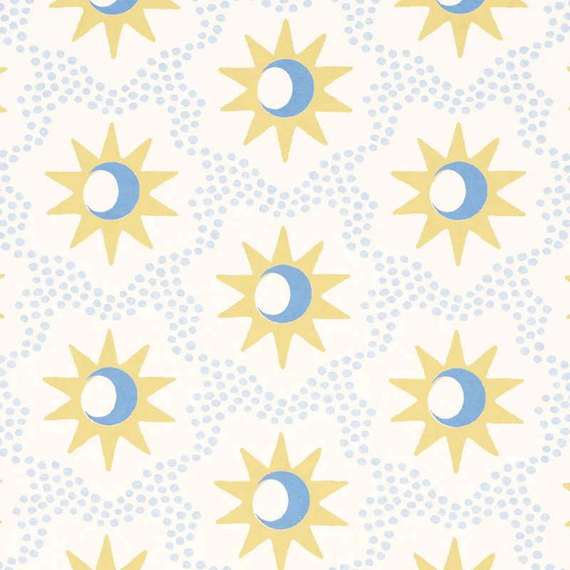 Schumacher Lucie Yellow & Sky Wallpaper | DecoratorsBest