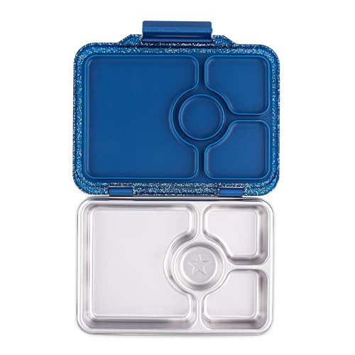 Yumbox Prêt Stainless Steel Bento Box – Leakproof, Reusable Lunch Box with Compartments for Kids & Adults – Sandwich-Friendly, BPA-Free, Eco-Friendly Lunch Container (Glitter Blue) | Amazon (US)