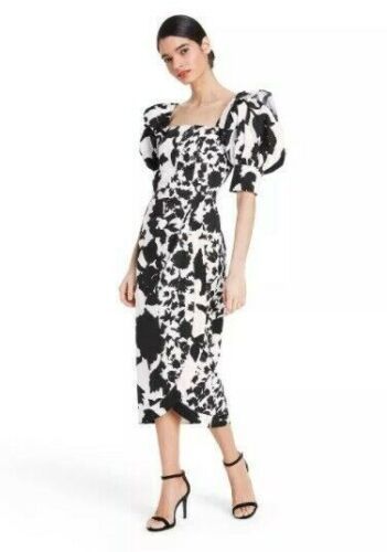 Christopher John Rogers for Target - SZ 14 - Floral Faux Wrap Dress Black/White 191904262943 | eB... | eBay US