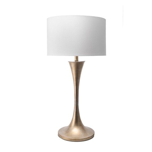 nuLOOM 33" Metal Funnel Vase Linen Shade Table Lamp | Bed Bath & Beyond