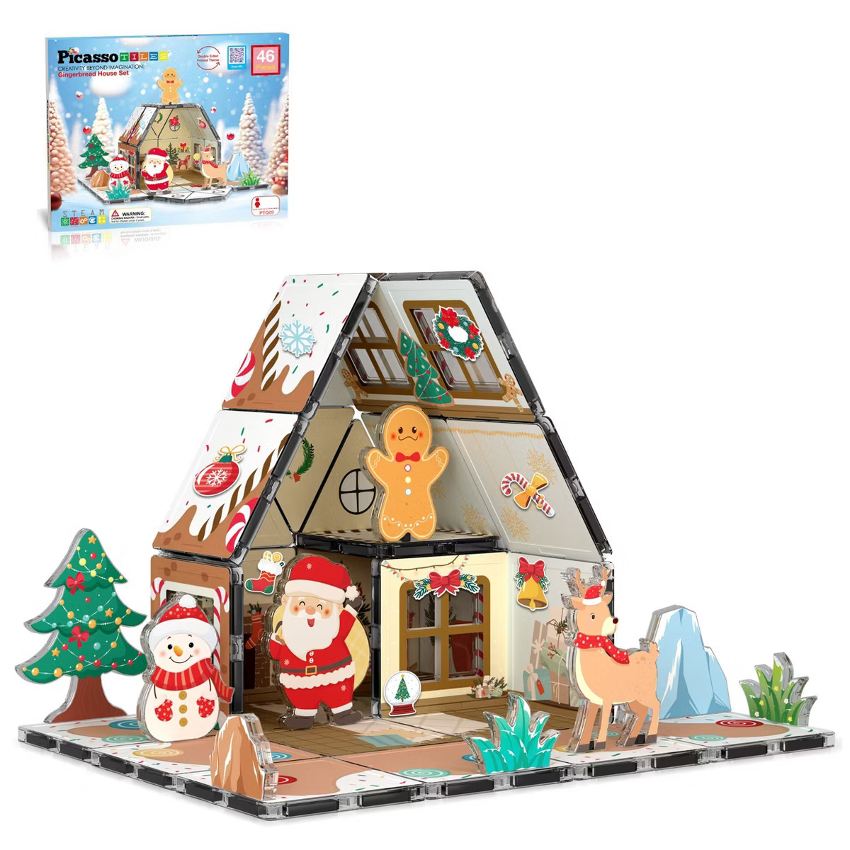 PICASSO-TILES Gingerbread House Magnetic Tiles for Kids – 46PCS STEM Construction Building Bloc... | Target