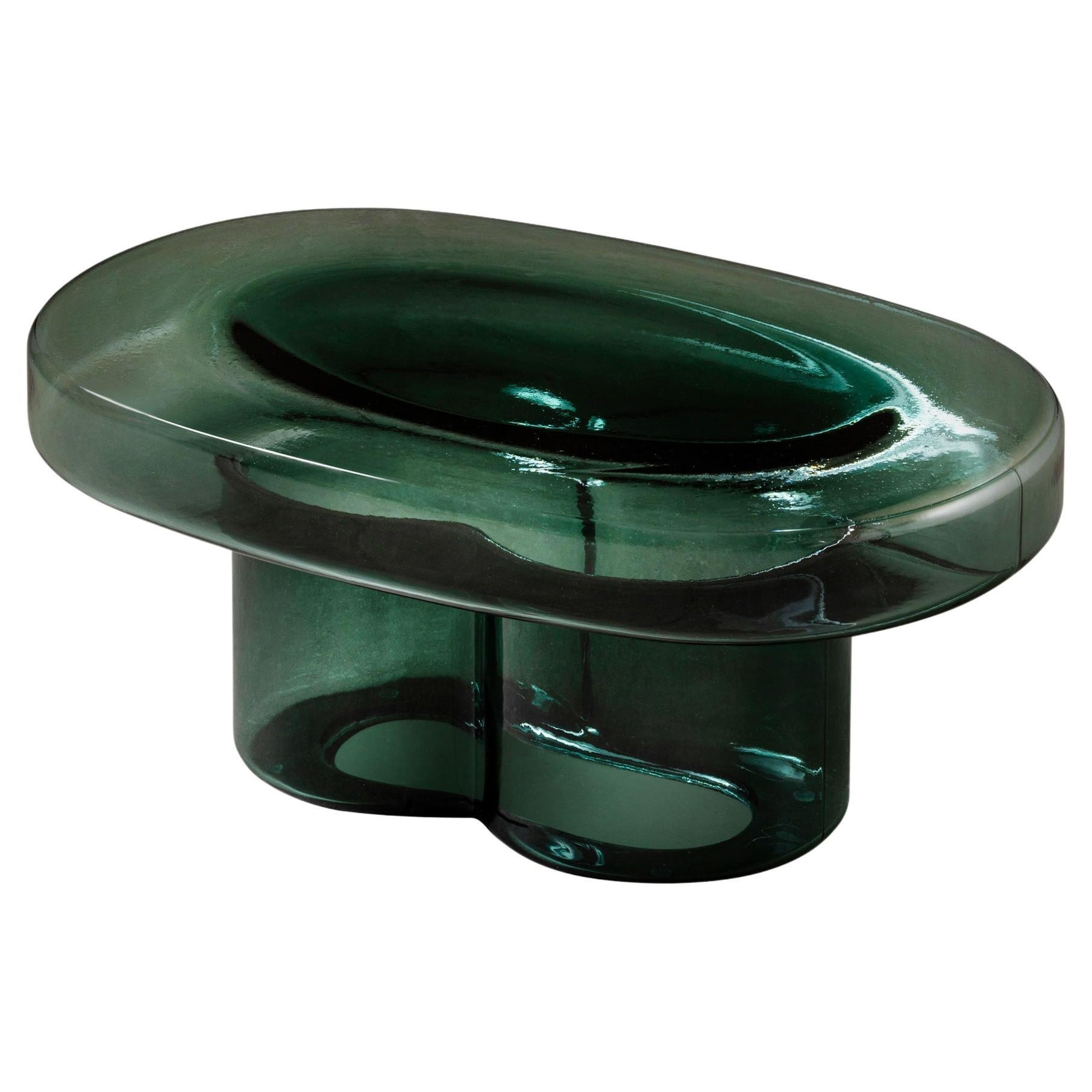 Soda Blown Murano Glass Oval Coffee Table in Petrol  by Yiannis Ghikas | 1stDibs