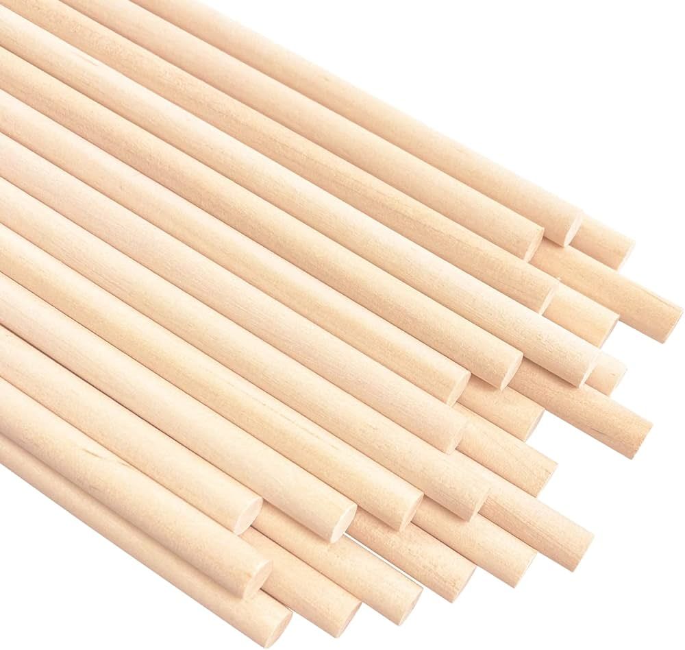 KTOJOY 25PCS Dowel Rods Wood Sticks Wooden Dowel Rods - 1/4 x 12 Inch Precut Dowels for Crafting,... | Amazon (US)
