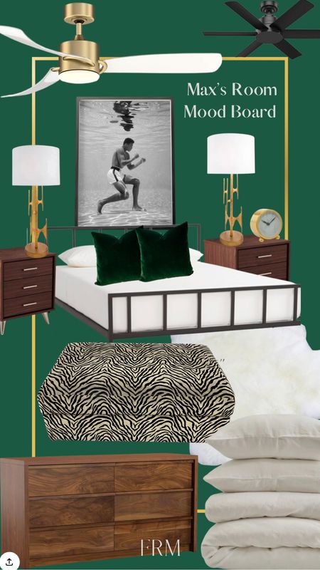 A mood board for Max’s bedroom now that his walls are Hunt Club green

#LTKhome