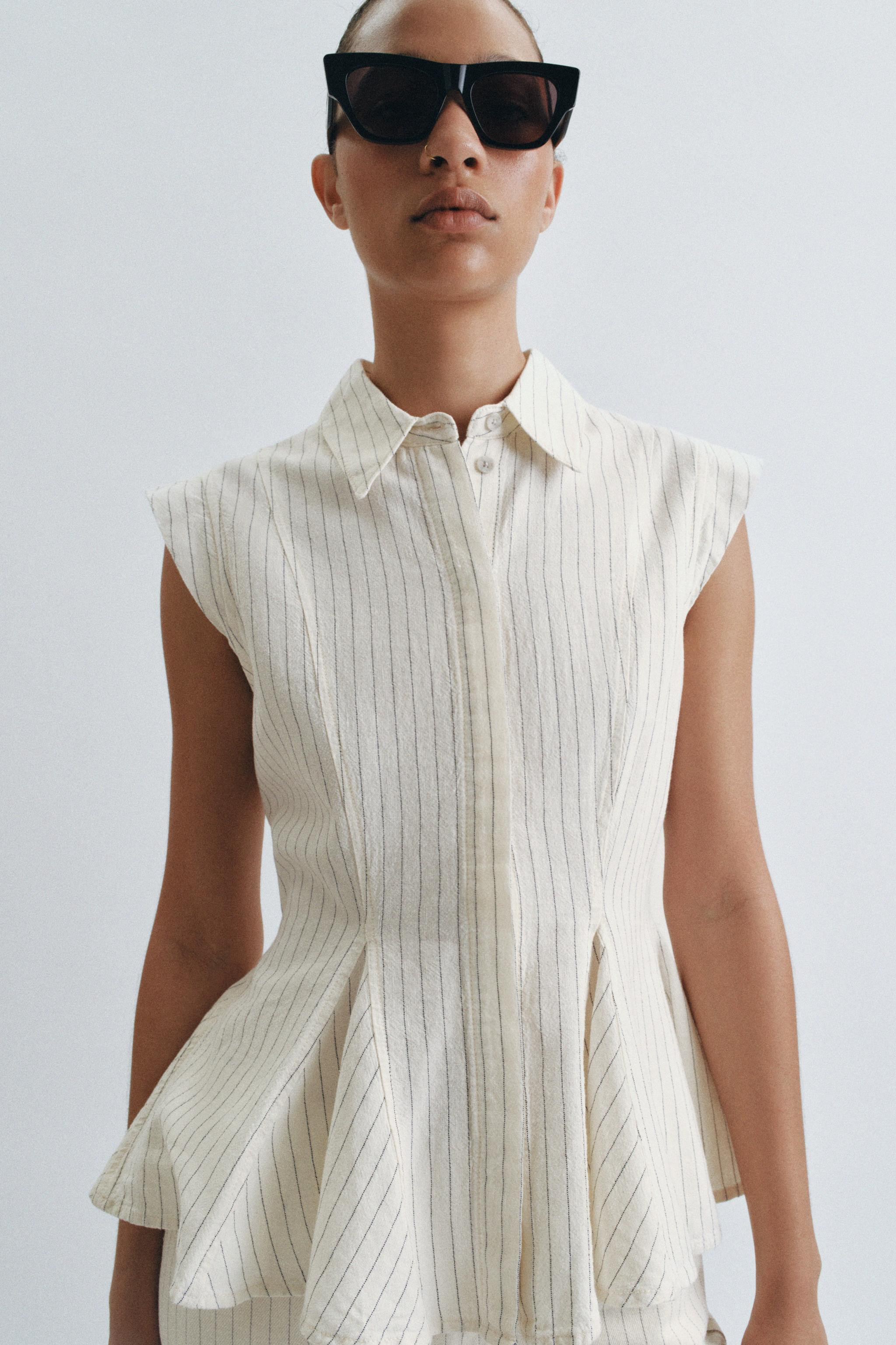ZW COLLECTION STRIPED PEPLUM SHIRT | Zara US