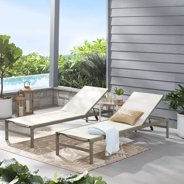 Mainstays Dashwood 2 Pack Outdoor Lounger, Cream | Walmart (US)