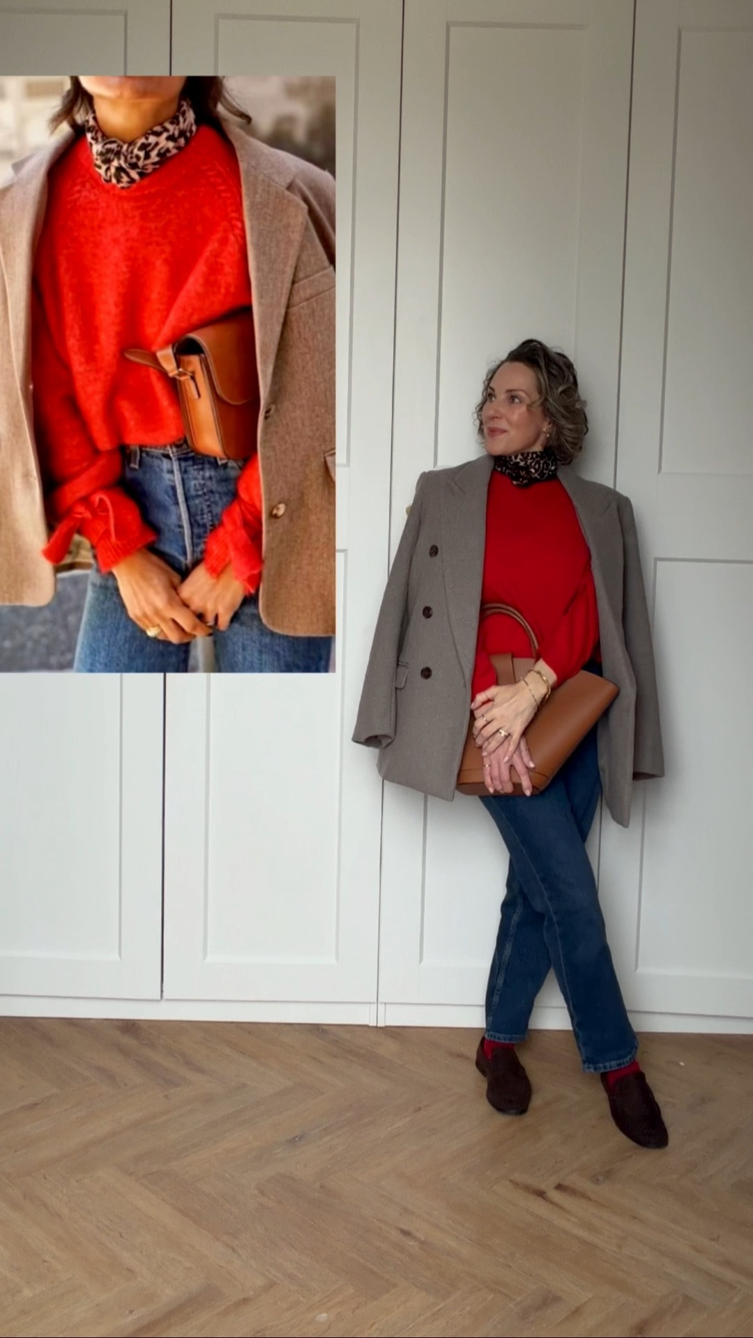 Neutrals, Neutral outfit, Jeans, Jeans and a blazer, Red Jumper 

#LTKuk #LTKwinter