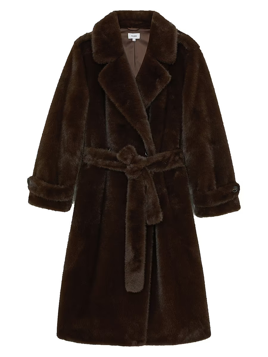 Women's Cate Faux-Fur Long Coat - Chocolate Brown - Size XL | Saks Fifth Avenue