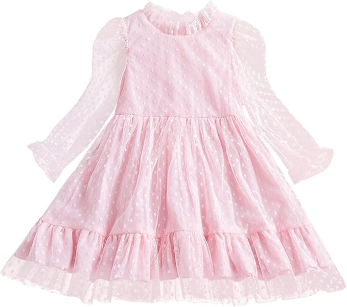 TTYAOVO Little Girls Long Sleeves Casual Birthday Dress with Tutu Skirt | Amazon (US)
