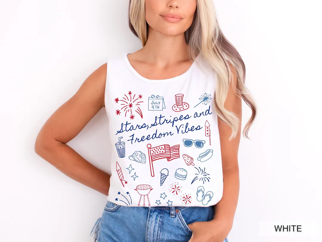 4th of July Tank Top Cute Summer Top Comfort Colors Fourth of July Tank Top USA Tank Top for Wome... | Etsy (US)