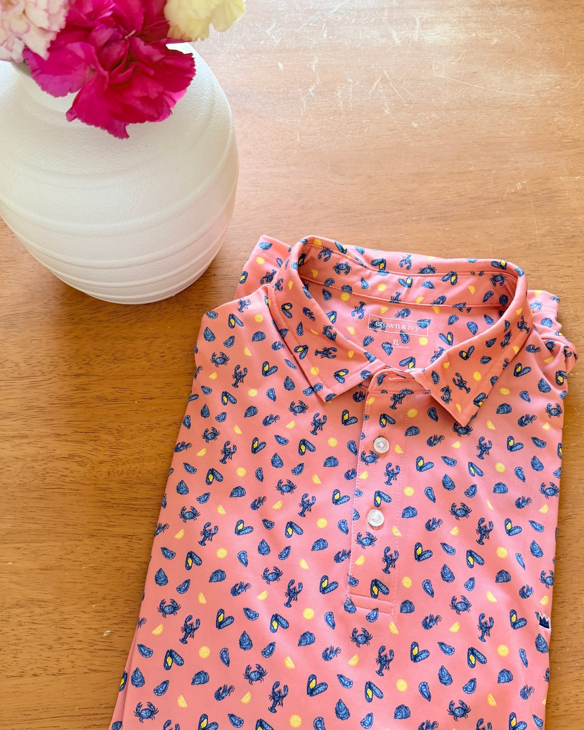 A fun twist on a classic polo. 🩷

The seafood print adds just enough personality without being over the top.

#LTKMens #LTKSeasonal #LTKSaleAlert