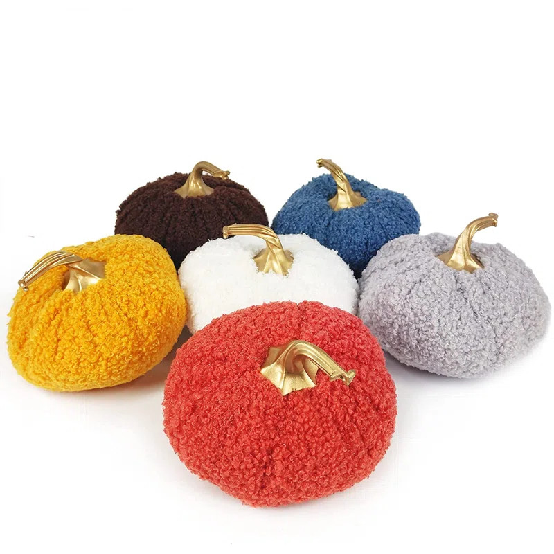 Bibana 6 Pack Artificial Pumpkins Teddy Velvet Decoration Pumpkins For Halloween Party, Fall Harv... | Wayfair North America