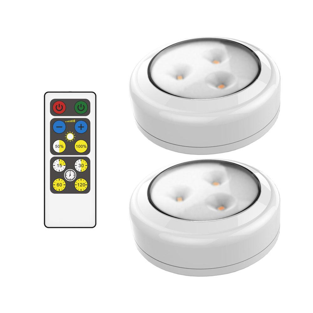 LED White Puck Light With Remote (2-Pack) | The Home Depot