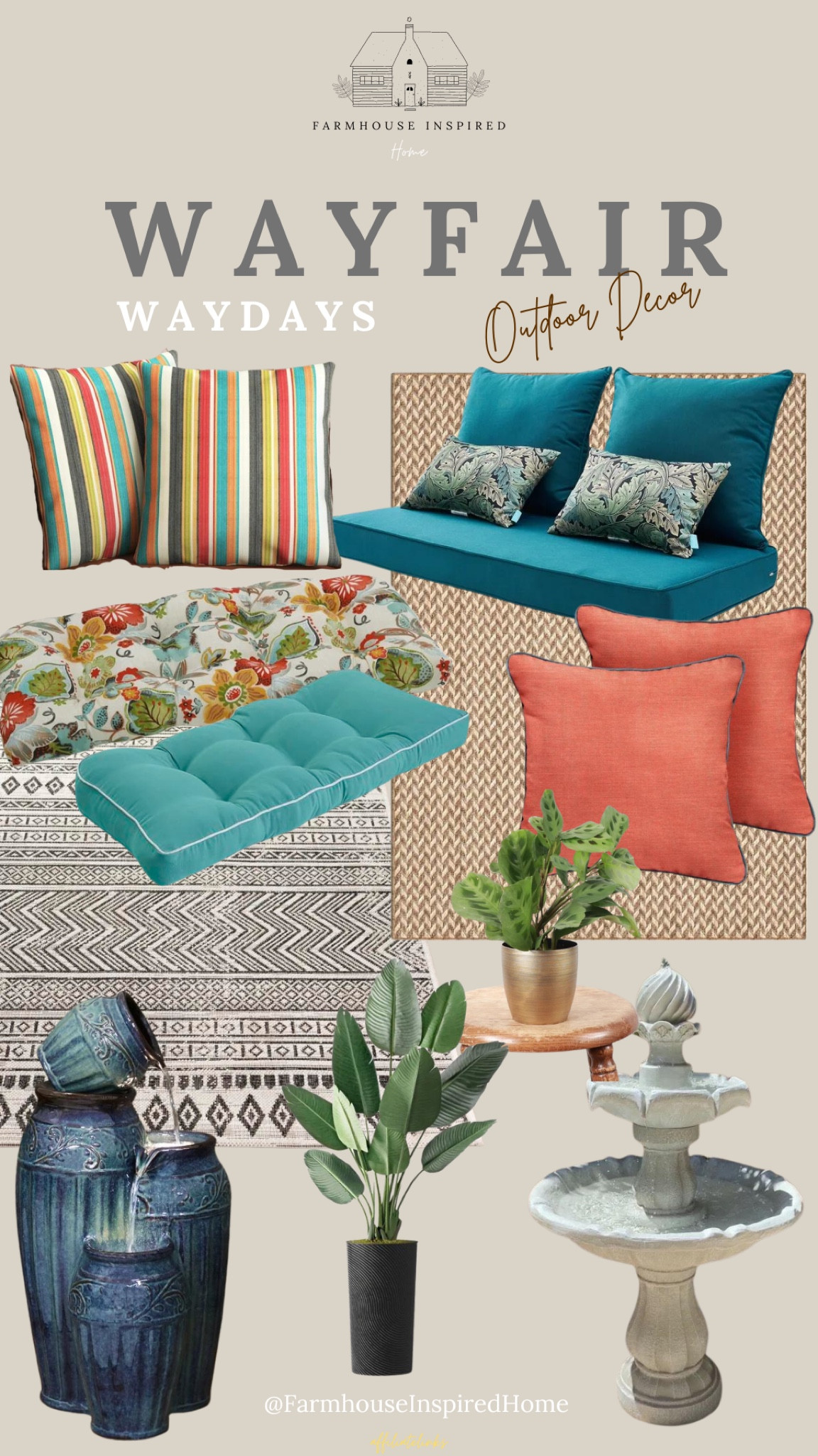 Inspirational outdoor Decor in the Farmhouse Style brings in some fabulous choices! Alert for Waydays now running! Take advantage of this event and get your patio, porch or garden set for outdoor life! #wayfair #waydays #outdoordecor #outdoordesign

#LTKsalealert #LTKSeasonal #LTKhome