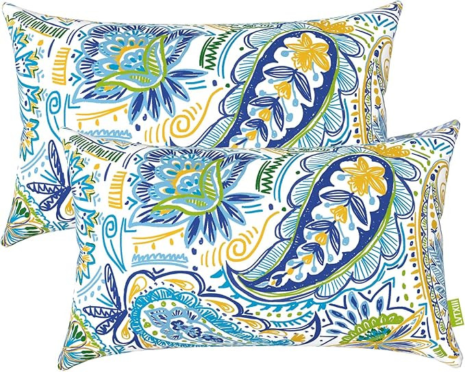 LVTXIII Outdoor Lumbar Pillow Covers Patio Fluffy Cushion Cases ONLY Fade Resistant Lumbar Pillow... | Amazon (US)