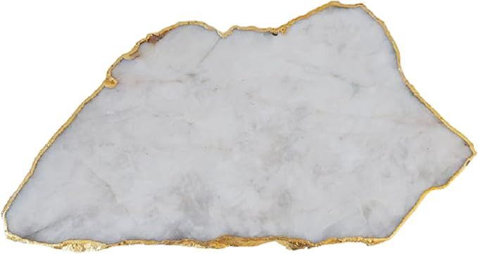 Global Agate Large White Agate Stone Platter Stone Tray Cheese Platter Stone Cutter Plate Plateau... | Amazon (US)