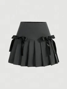 SHEIN MOD Women's Bowknot Decorated Pleated Hem Skirt | SHEIN